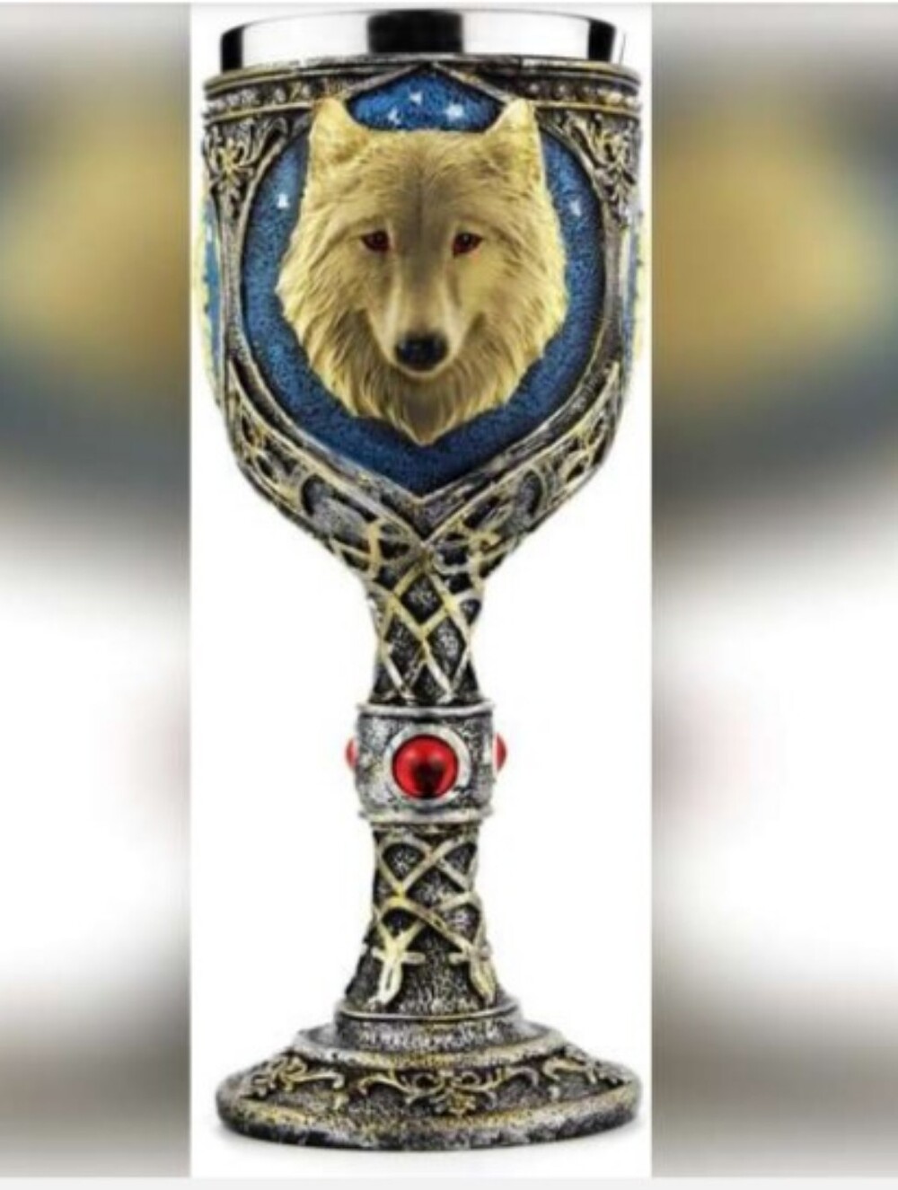 #. Stainless Steel Wolf Goblet, EZESO Resin 3D Wolf Coffee Cup.